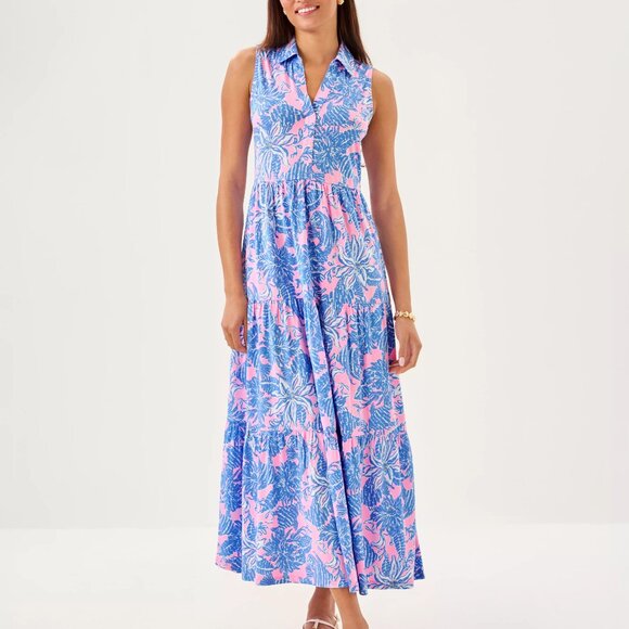 NWT Lilly Pulitzer Riegan Maxi Dress in Conch Shell Pink Up Scale - Small - Picture 1 of 6